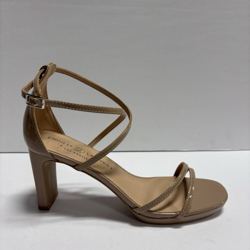 Chinese Laundry Women’s Taryn Nude Patent Heeled Sandals, Size 8.5 M